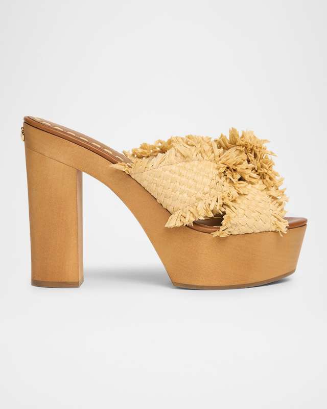 Knotted Crossover Raffia Platform Sandals